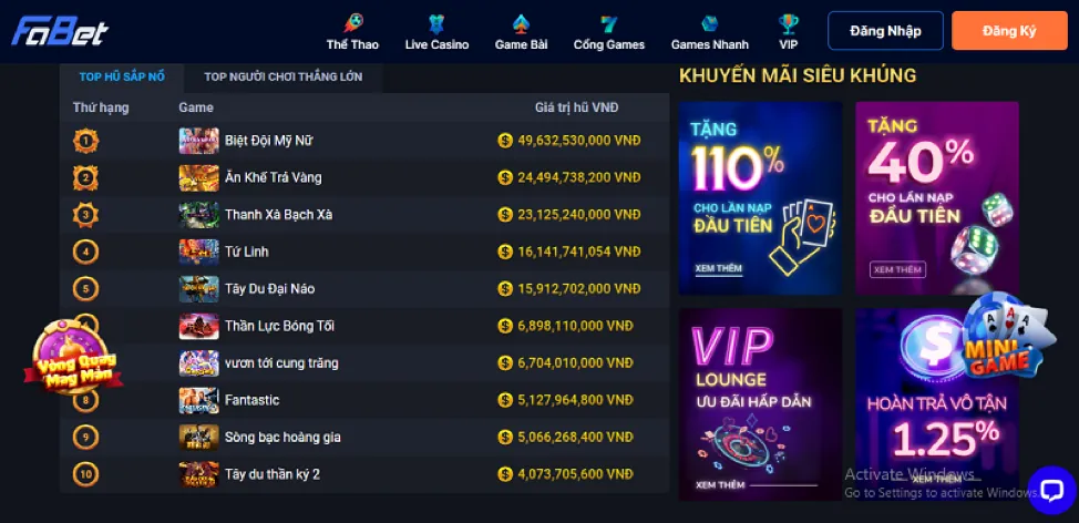 Màn hình ứng dụng freebet link mới trên iPhone